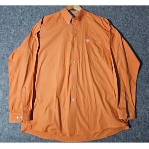 Cinch Button Down Shirt Mens XL Orange Long Sleeve Western Solid Cotton